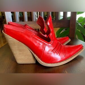 Jeffrey Campbell Red Patent Leather Western Mules